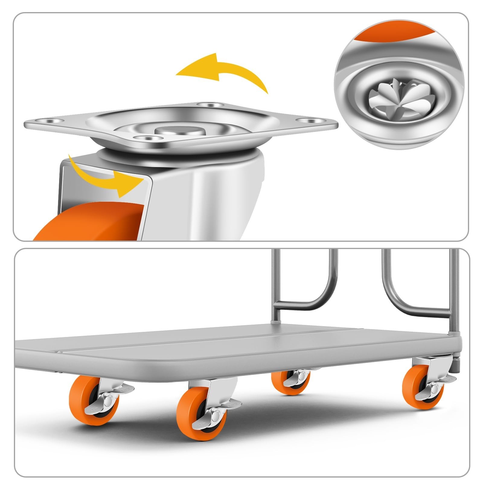 Caster Wheels, 3 Inch Casters Set of 8, Heavy Duty Caster with Brake, Locking...