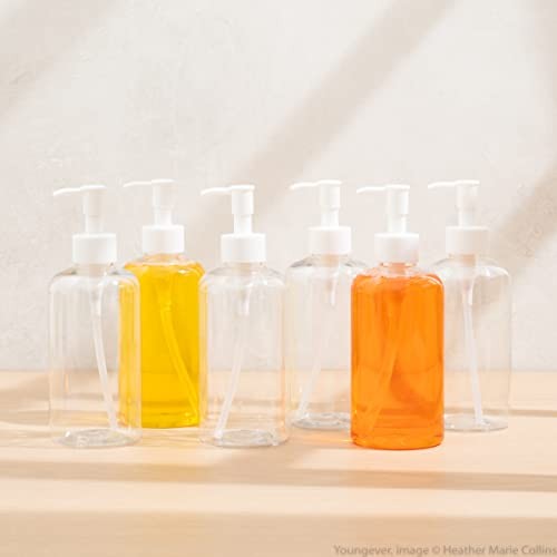 6 Pack Plastic Pump Bottles 8 Ounce, Refillable Plastic Pump Bottles Clear