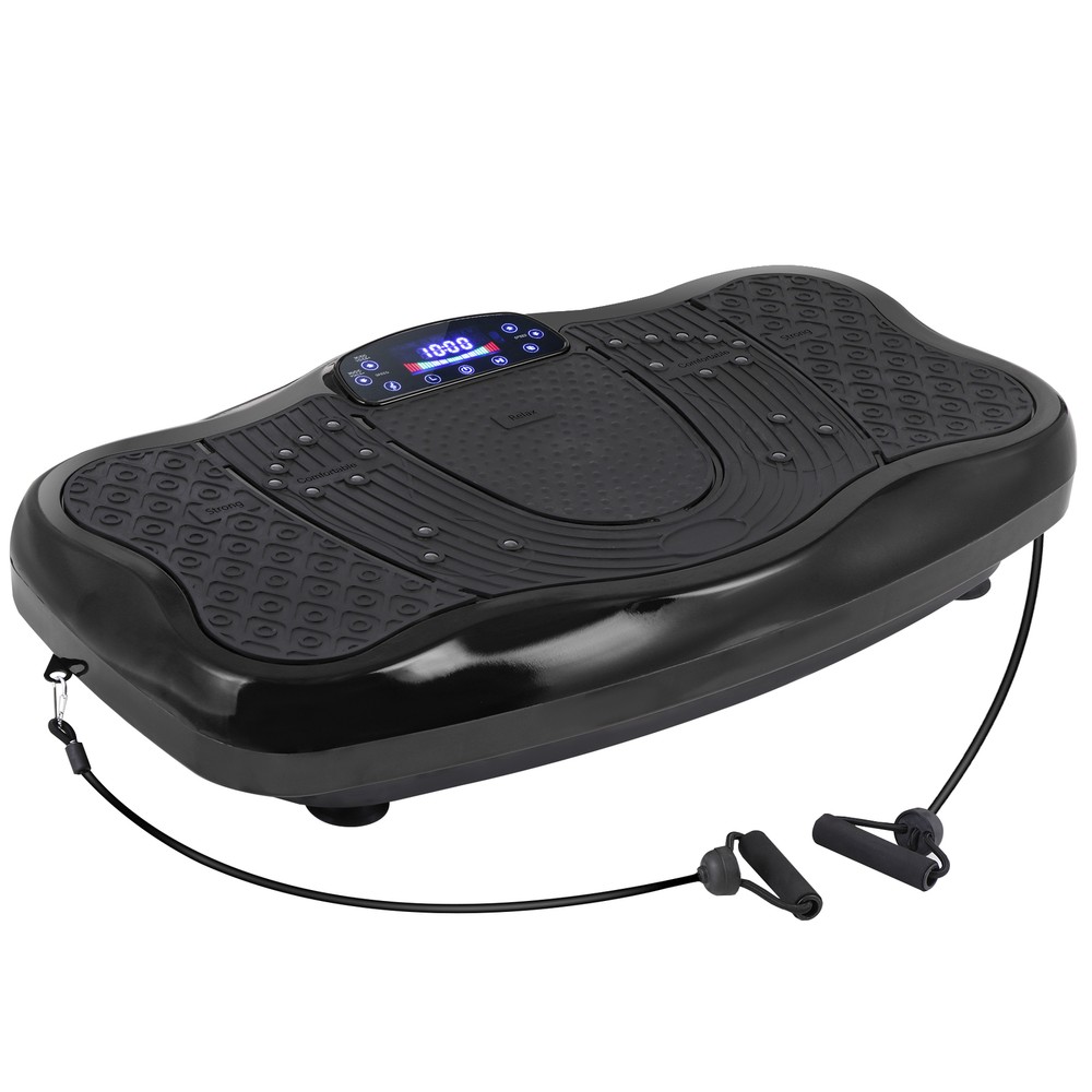 Waver Vibration Plate Exercise Machine Full Body w/Loop Bands for Training Black