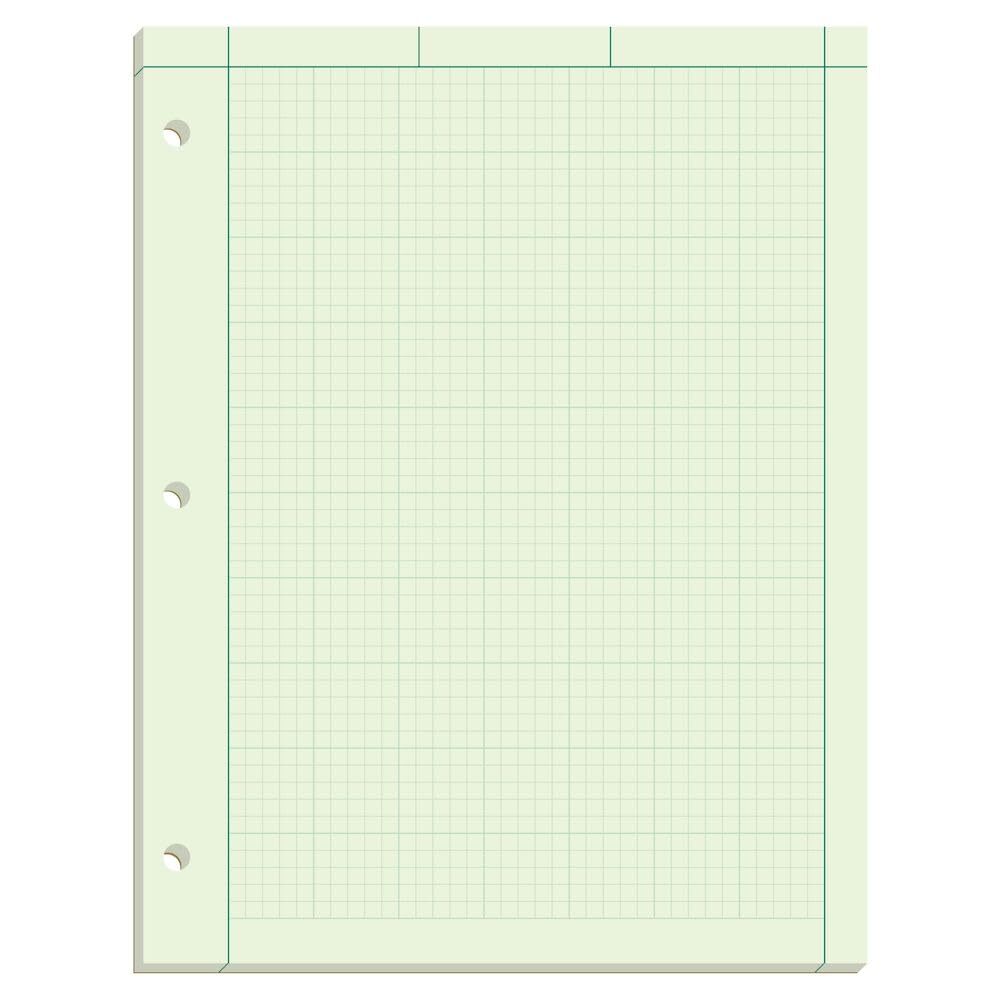 Engineering Computation Pad Glue Top Graph Rule On Back Green Tint Paper 8-1/2