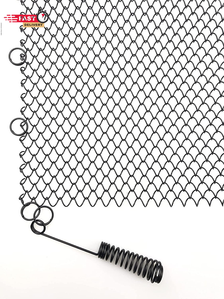 Sunshinecarpentry Fireplace Mesh Screen Curtain, Two Panels. Rod Kit NOT Include