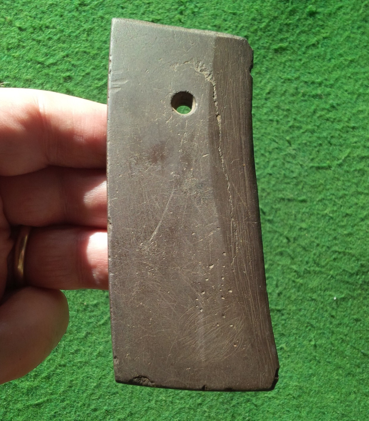 4-3/8" DRILLED SLATE PENDANT KENTUCKY ARROWHEAD AUTHENTIC INDIAN ARTIFACT GORGET