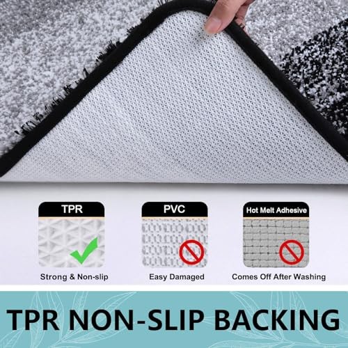 Microfiber Bathroom Rugs, Shaggy Soft and 30" x 17" Rectangular Black