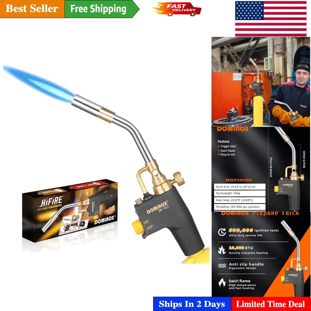 Efficient Trigger Start Gas Torch - Perfect for Welding, Cooking & Repairs