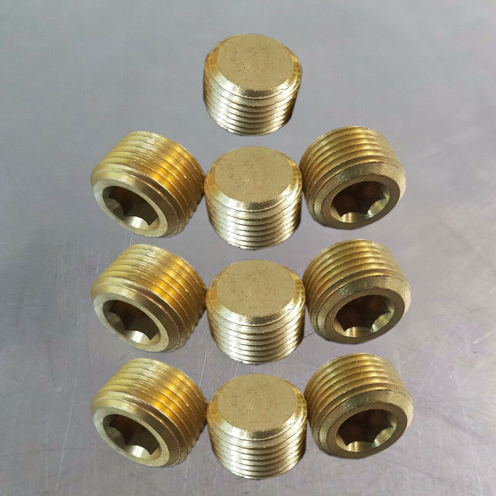 10PCS 3/8" Solid Brass Male NPT Thread Allen Head Pipe Plug Hex Socket
