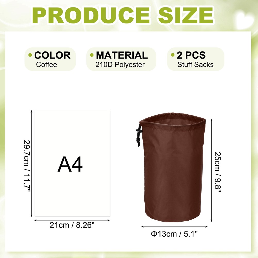 Drawstring Bag, Storage Bags, 5x10" & 2Pcs & Coffee