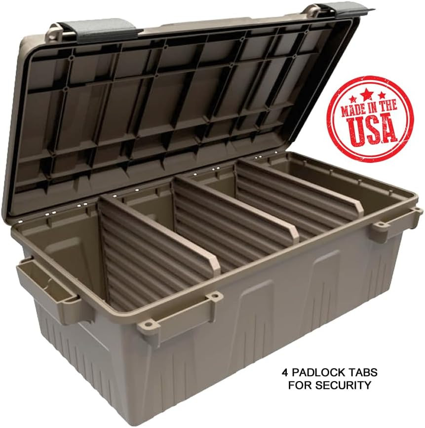 ACDC30, Divided Ammo Crate Utility Box, Water- Resistant, Stackable, Snap Latch,