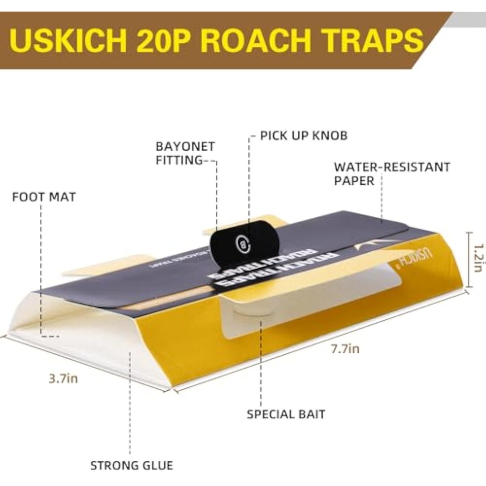 20 Pack Roach Traps, Cockroach Traps Indoor Home, Glue Roach Traps, Child &