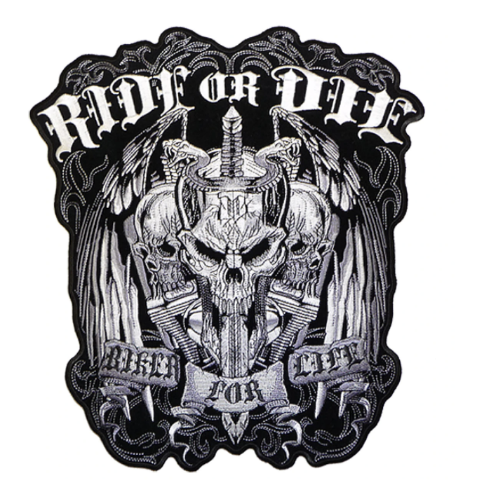 5" RIDE OR DIE BIKER FOR LIFE MOTORCYCLE EMBROIDERED PATCH