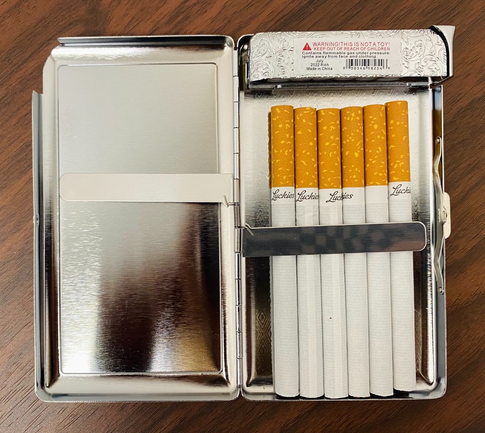 Devils Harvest 100's Size Cigarette Case with built in lighter Wallet