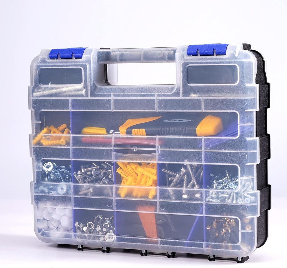 Portable Double-Sided Tool Organizer with 34 Compartments - Waterproof Design