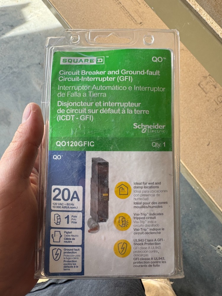 Square D Q0120GFIC 20A GFCI