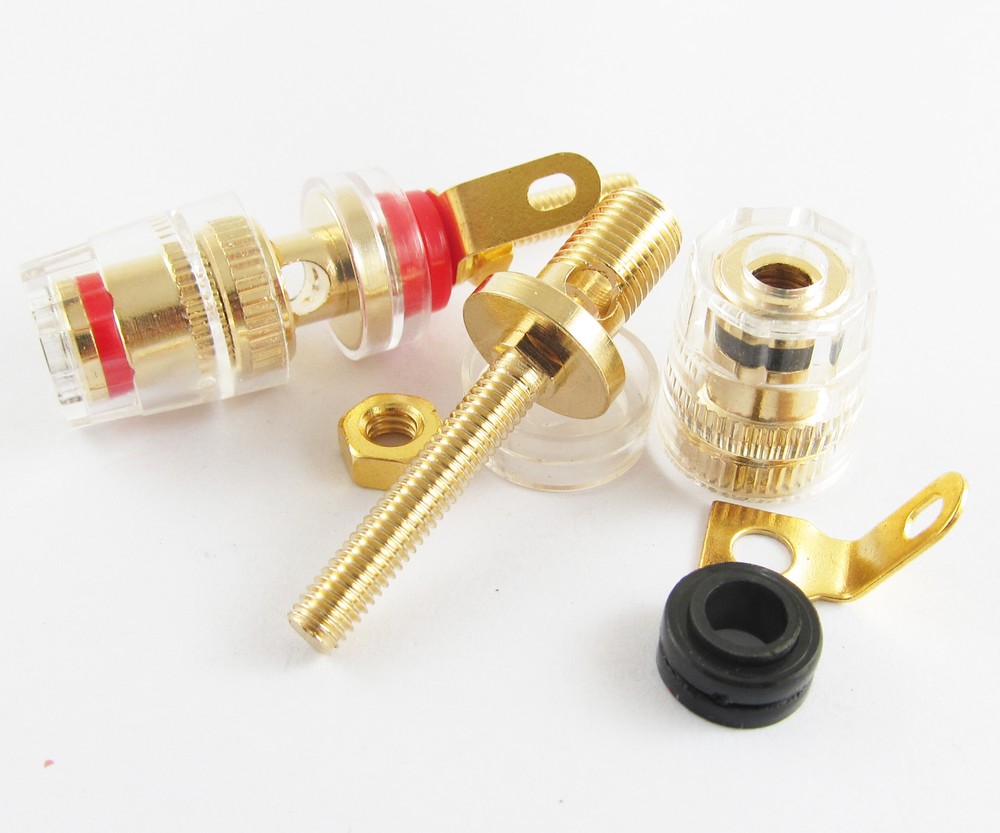 20pcs Gold Plated Audio Speaker 4mm Banana Jack Long Thread Small Binding Post
