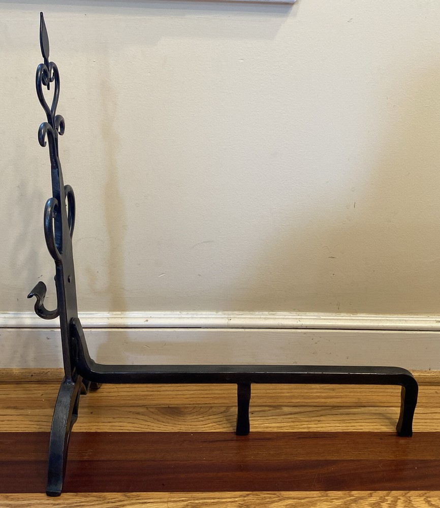 Fireplace Hand Wrought Andiron - Heart Shaped Scroll - NEW