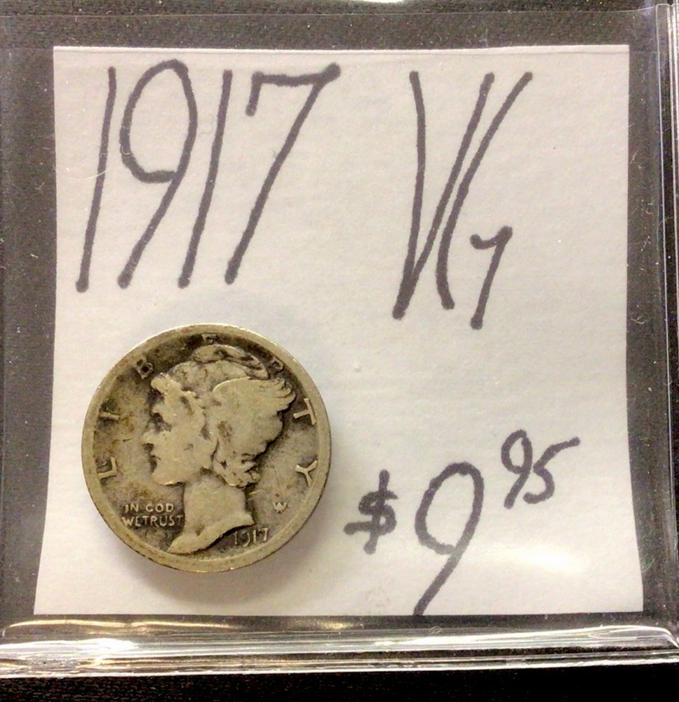 1917 Mercury Silver Dime VG! ENN Coins