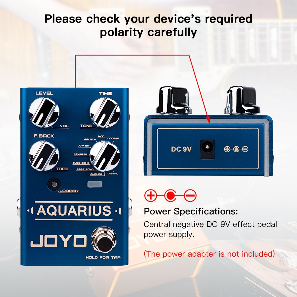 JOYO Digital Delay Effect Pedal with Looper 8 Digital Delay Effects OPEND