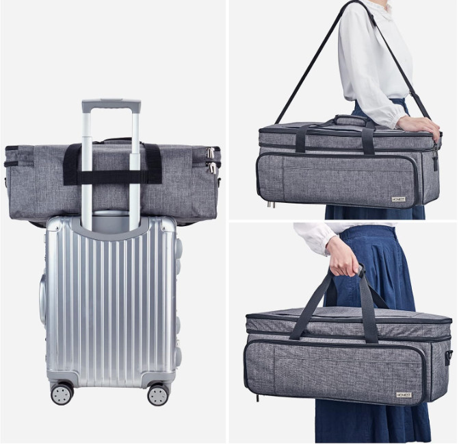 Double Layer Case with Mat Pocket for Cricut Maker 3/Explore 3, Grey, Bag Only