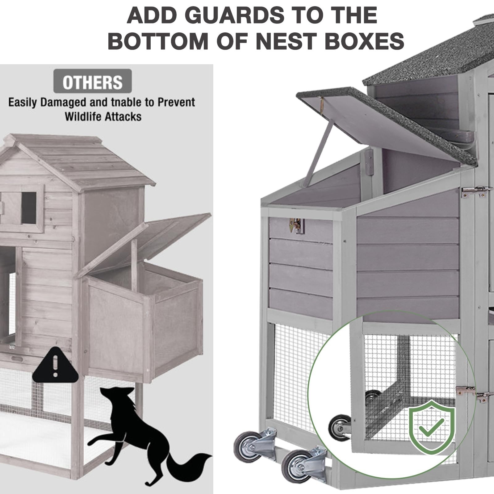 Chicken Coop for Outdoor - Poultry Cage with Wheels Large Mobile Hen House