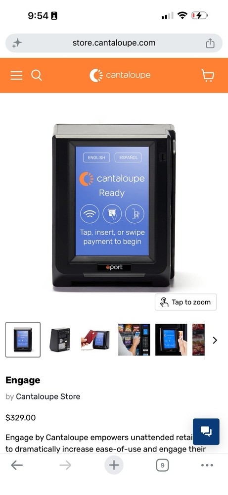 Cantaloupe Engage Card Reader Unit UPT100F New Without Box - Verizon Network