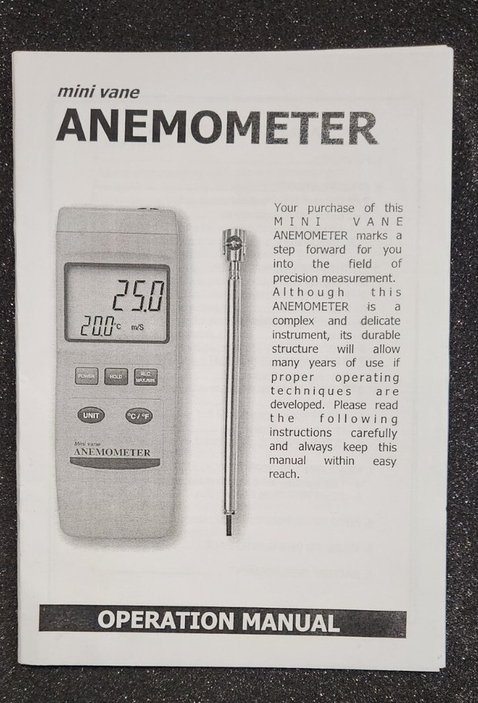 General Tools Digital Air-Speed Temperature Mini Vane Anemometer DAF80MIN