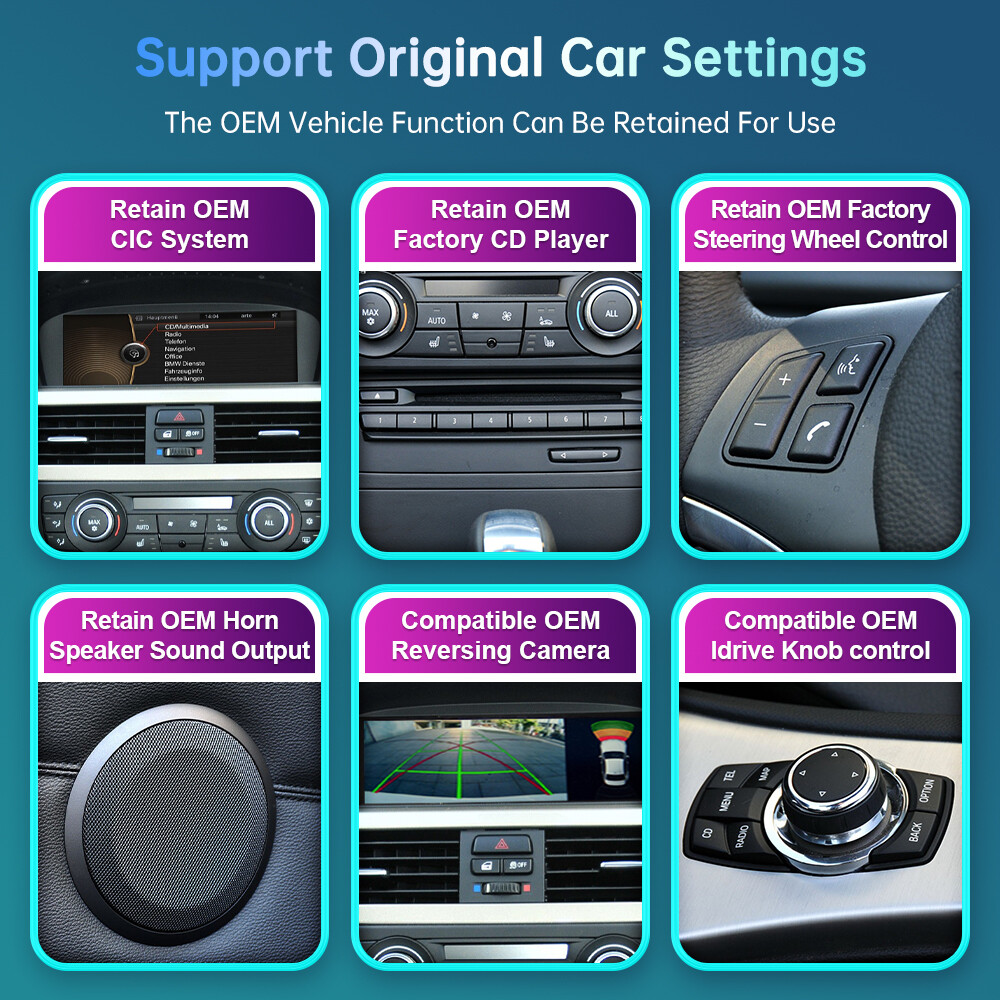 For BMW CIC 3 5 Series E90 E91 E92 E93 E60 E61 Wireless CarPlay Car Touch Screen