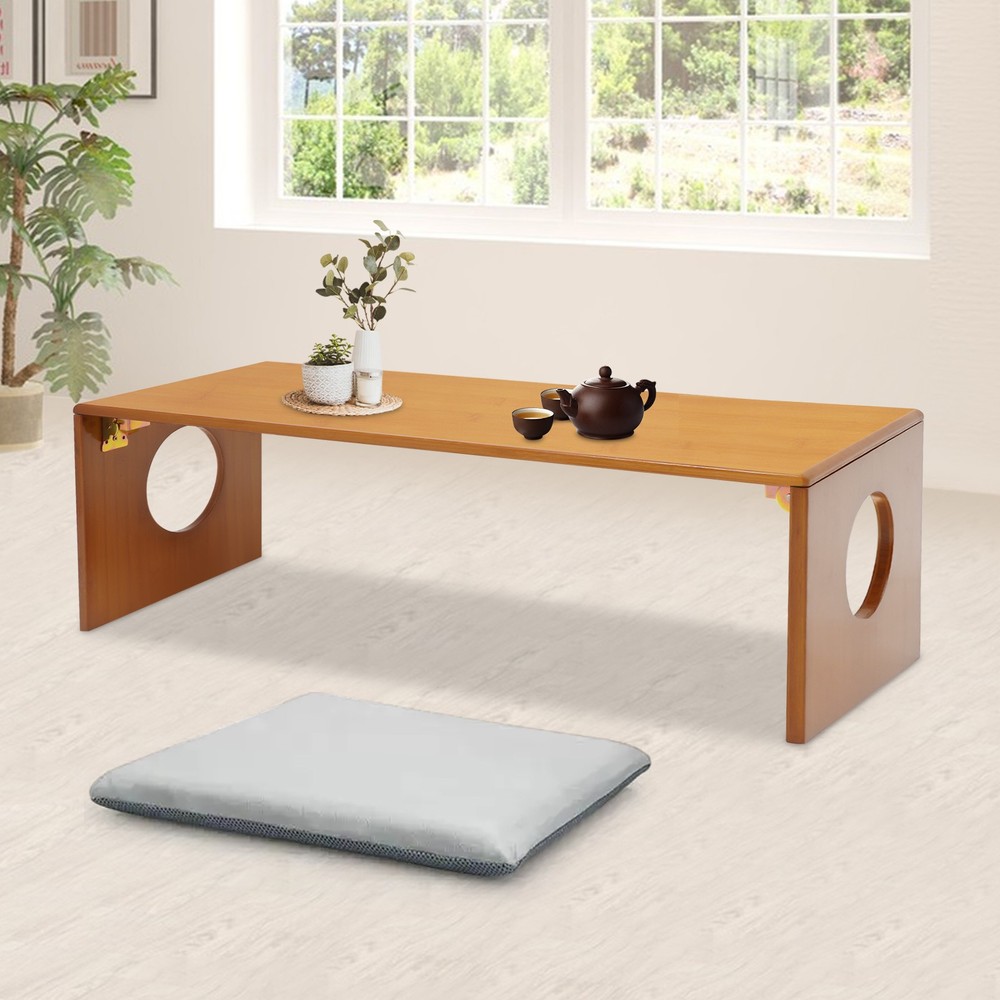 Folding Coffee Table Foldable Low Coffee Table Bamboo Floor Table Desk for Bed