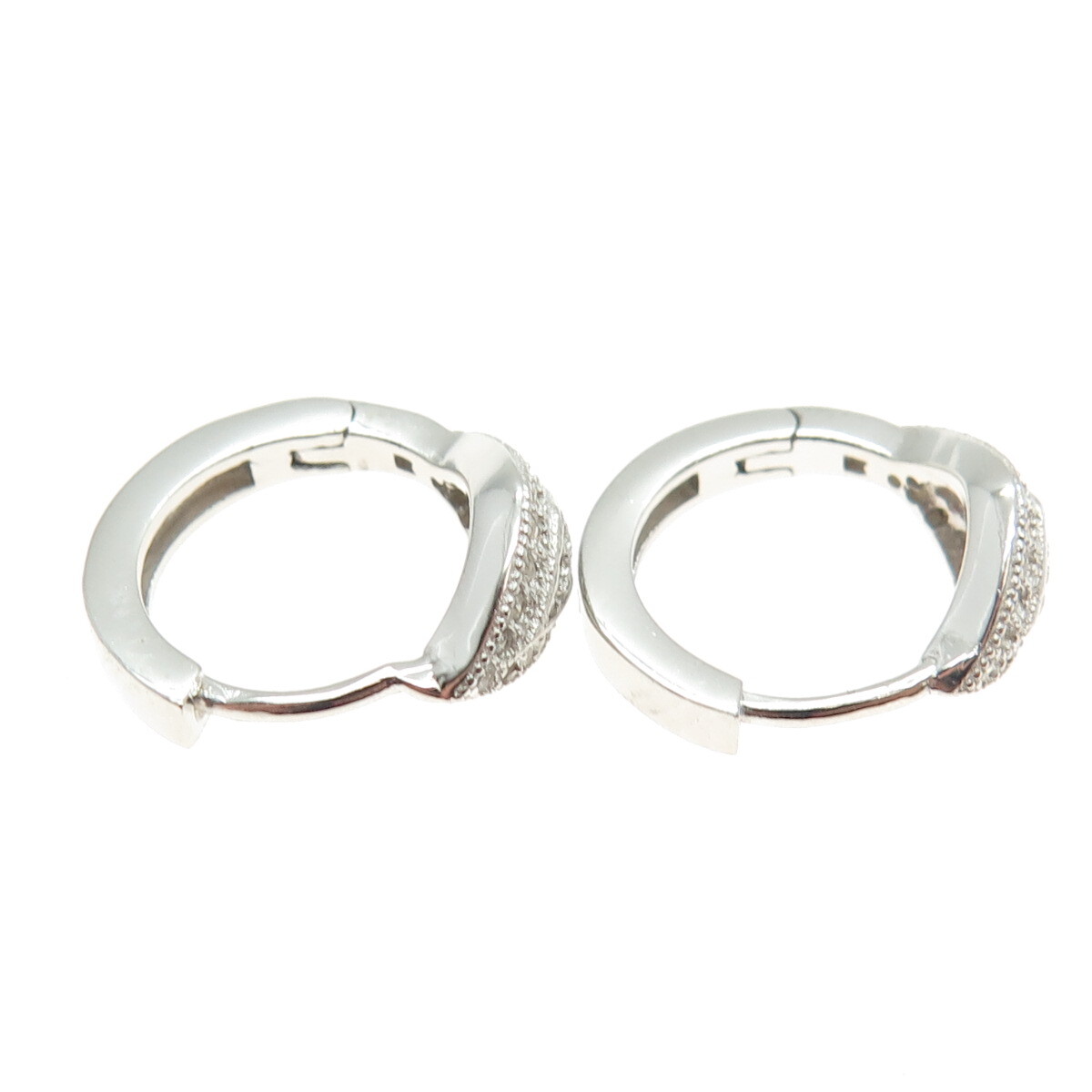 925 Sterling Silver Round-Cut C Z Diamond-Shape Hoop Earrings