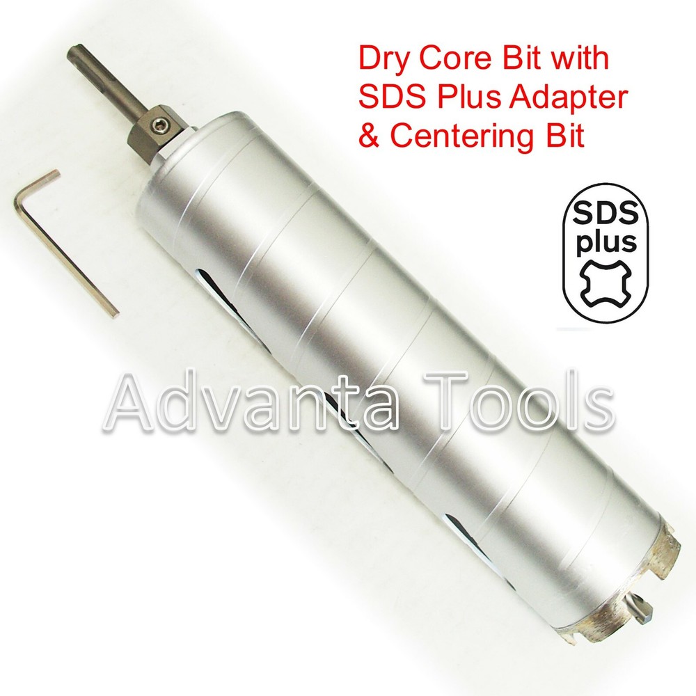 4-1/2" Dry Diamond Core Bit for Concrete with SDS Plus Adapter & Pilot Drill Bit