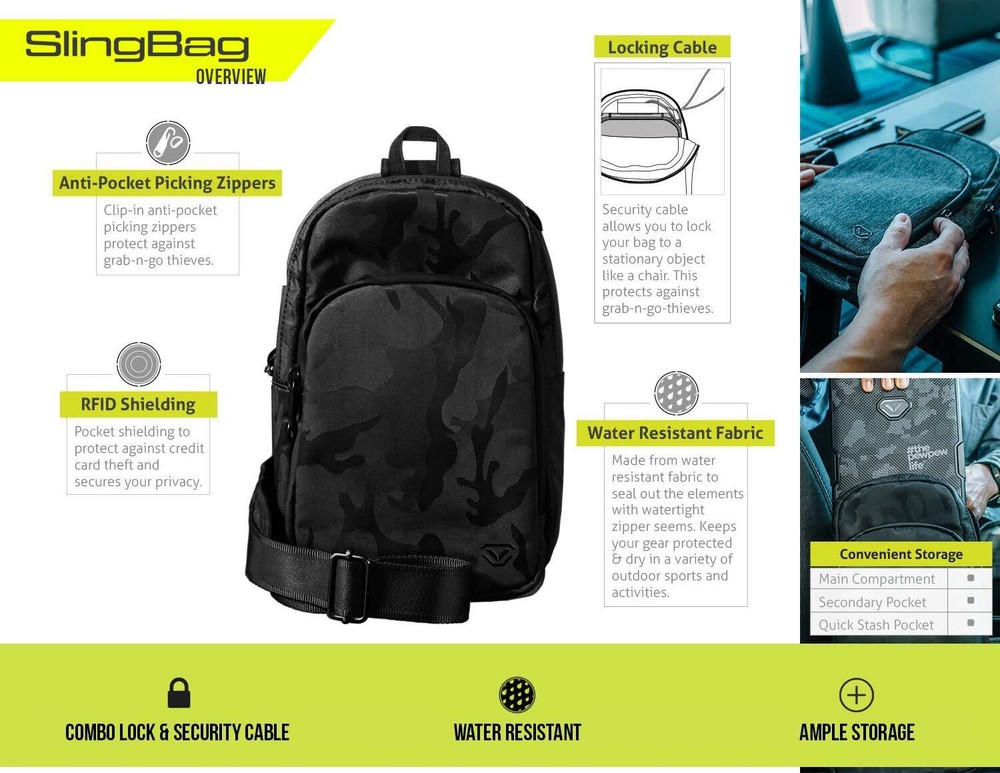 Lifepod + Slingbag Bundle Secure Waterproof Travel Case Rugged Electronic Lock B