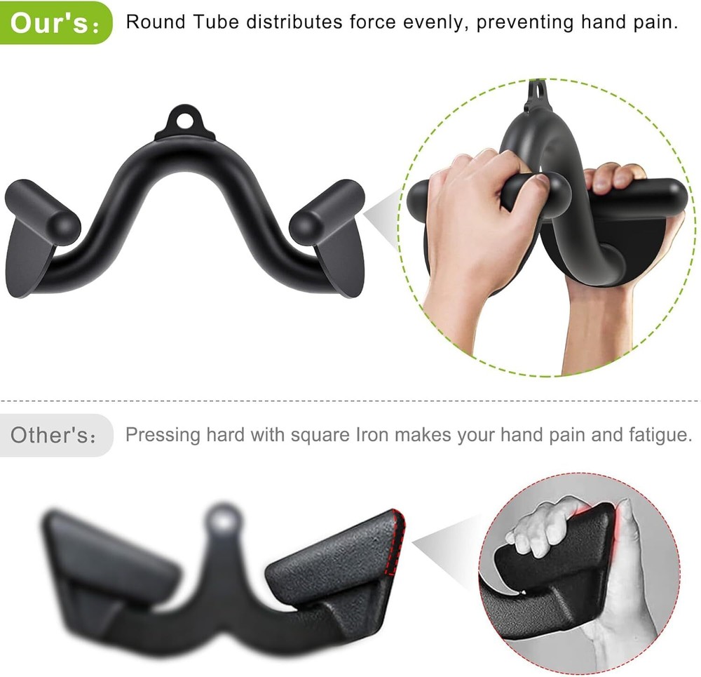 Cable Machine Attachments 28” Tricep Rope 12" LAT Pull Down Bars Cable Machin...