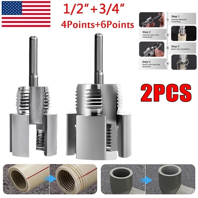 US Integrated Internal & External Pipe Threading Tool For 1/2'' 3/4'' Water Pipe