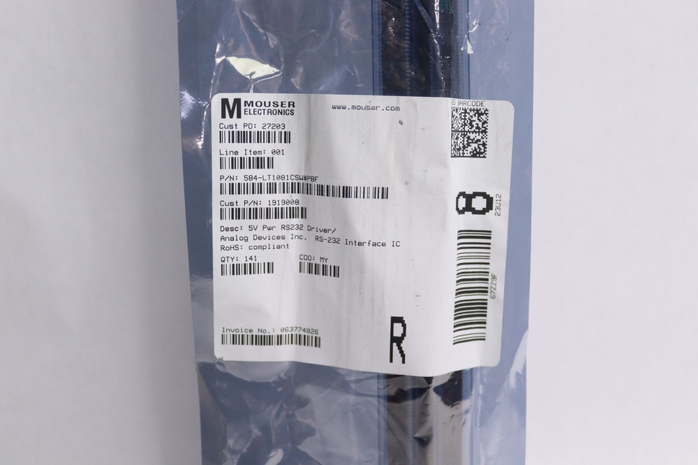 (141-Pk) Mouser Electronics RS-232 Interface IC 5V Pwr Driver/Receiver