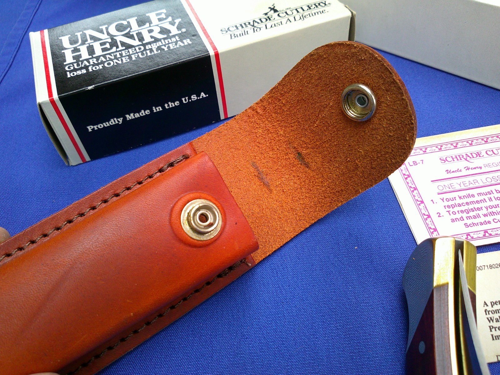 Schrade Uncle Henry LB7 Bear Paw USA Lock Back Pocket Knife w/Sheath NIB