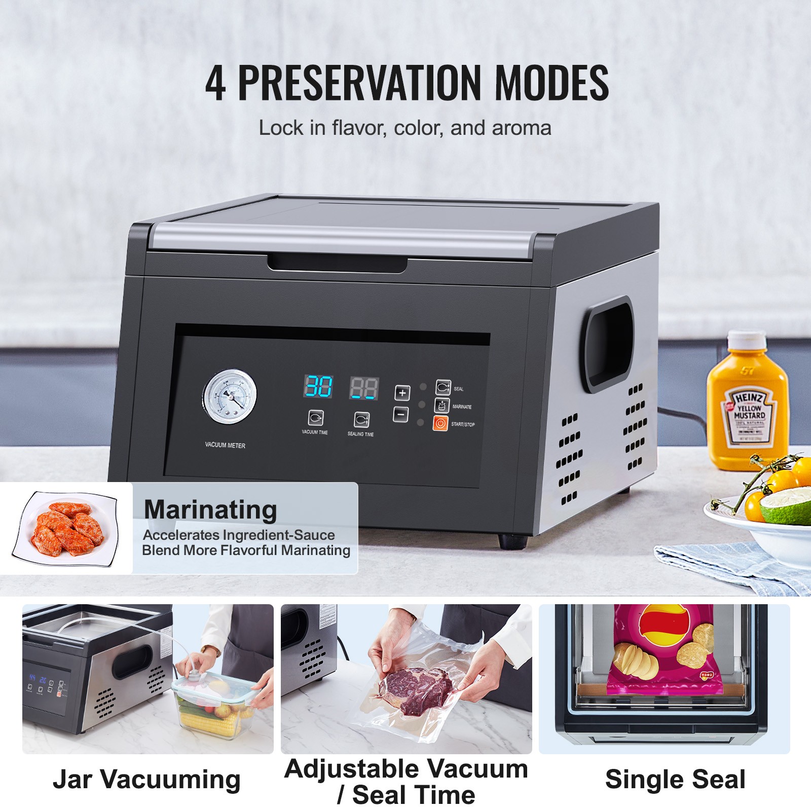 Uimoso Commercial Chamber Vacuum Sealer Machine for Food Packaging, 380W