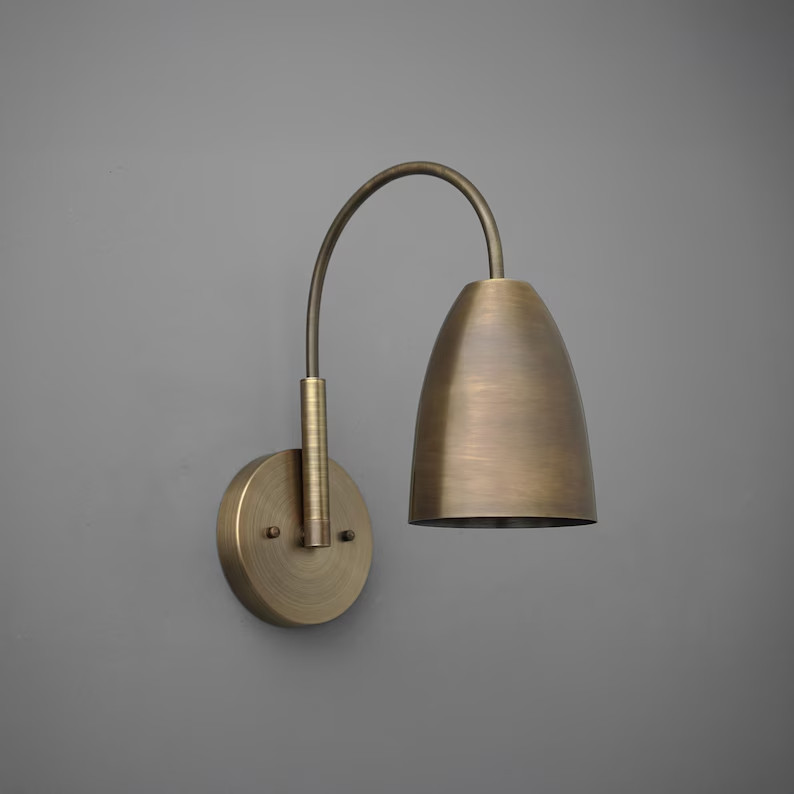 Industrial Brass Wall Sconce - Bedside Reading Lamp - Adjustable Light Fixture