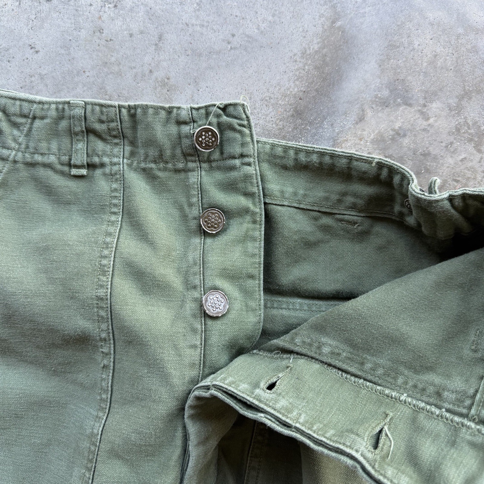 VTG 50s Korean War OG-107 13 Star Button Fly Pants 29 X 27