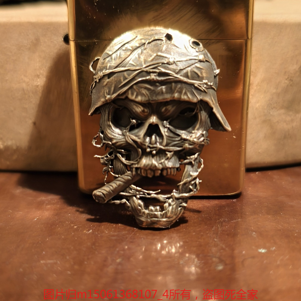 High-Quality Skeleton Soldier Decal Kerosene Lighter (Does Not Include Lighter)