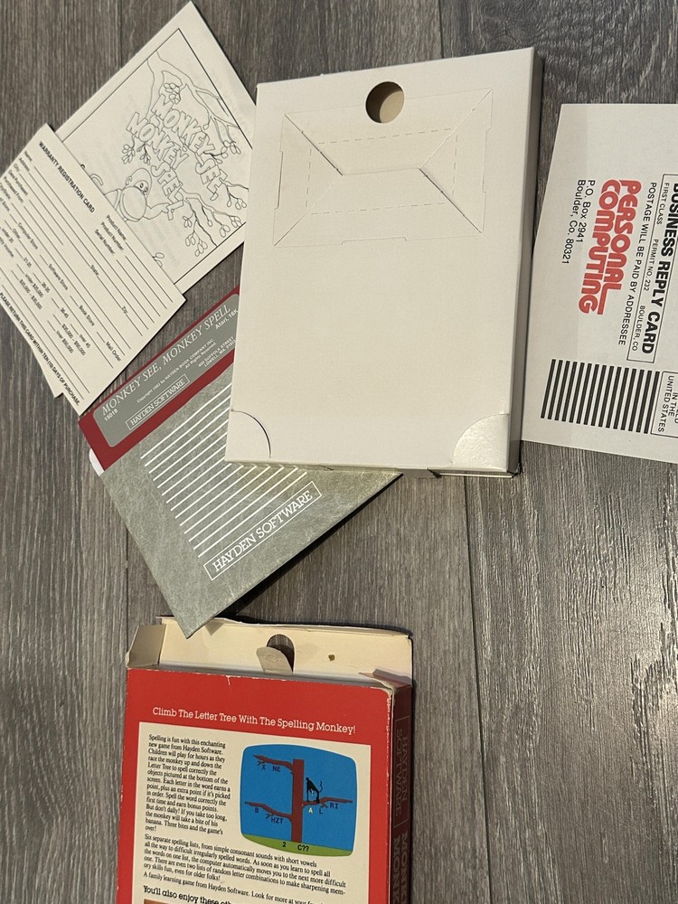 Vintage Hayden Software Monkey See Monkey Spell Spelling Computer Game Boxed