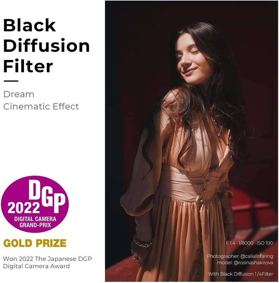 K&F Concept 1/4 Black-Mist Filter Black Diffusion Soft Glow Diffuser Lens Filter