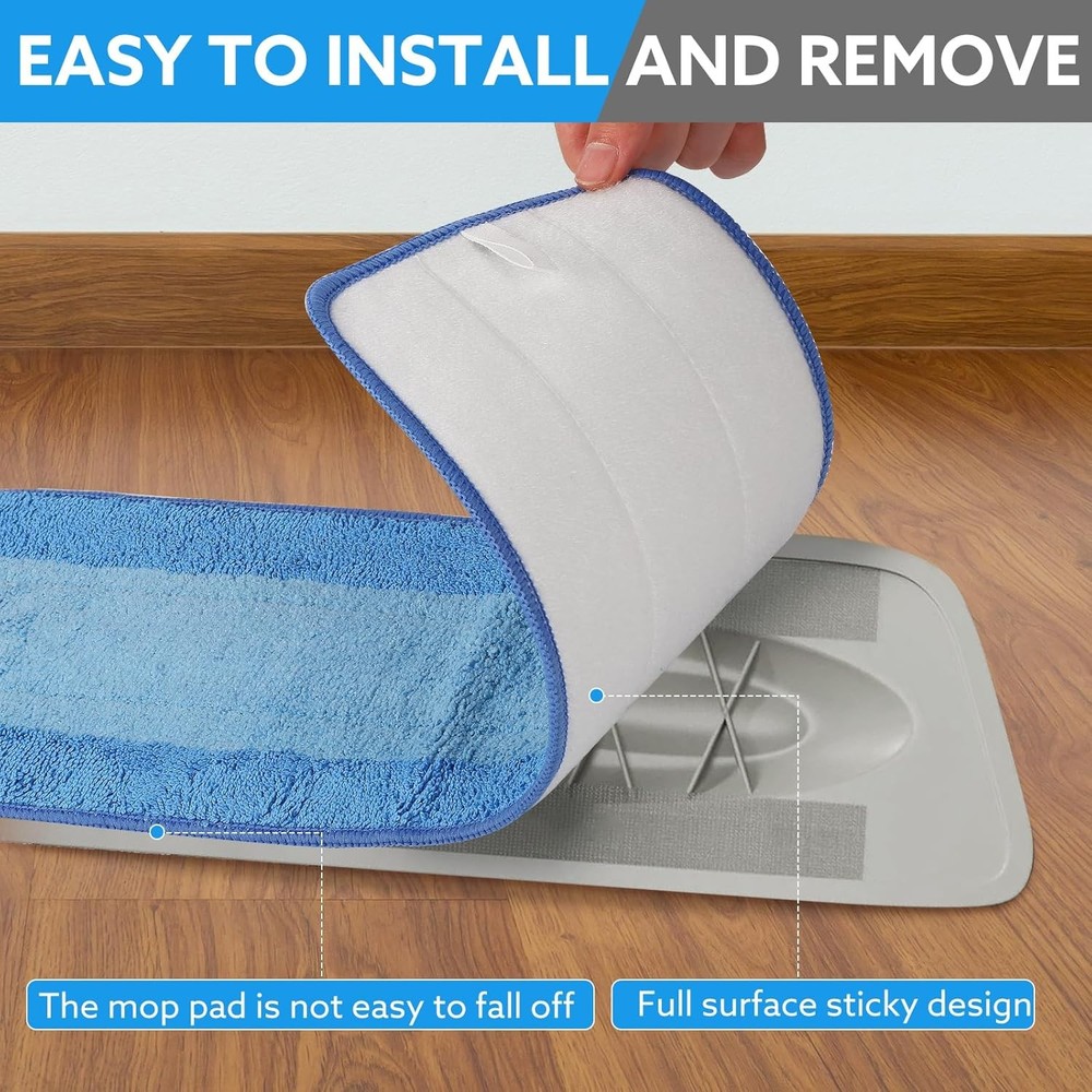 6 Pack Microfiber Cleaning Pads for Bona Mop 18in Replaceable Reusable Blue