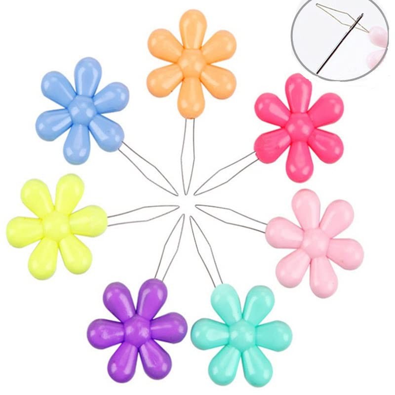 FeiHong Multicolor Needle Threaders, 12 Pieces Flower Head Wire Loop Needle