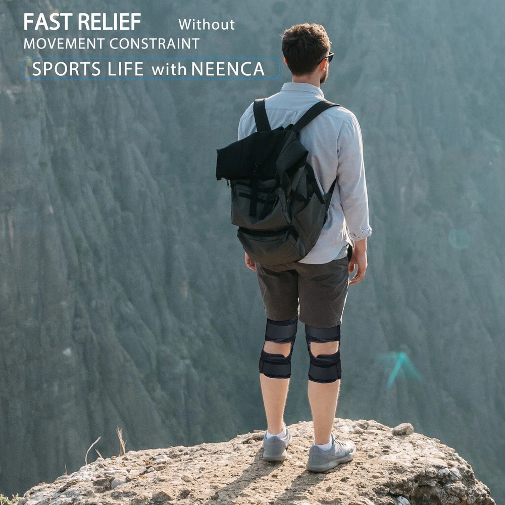 Hinged Knee Brace Compression Sleeve Joint Support Open Patella Stabilizer Wrap