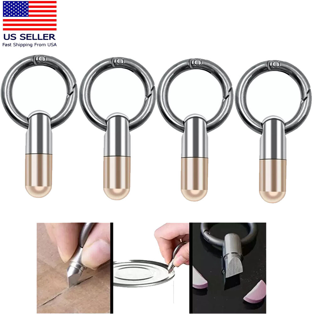 4pc Capsule Knife Microblade Key Micro Cutting Tool Mini Pill Keychain Knife