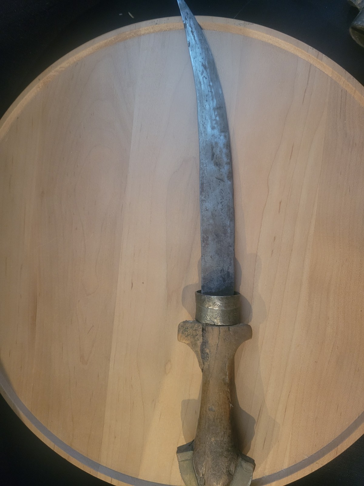 Late 1800’s Moroccan Trina Koummya Dagger w/etched Sterling Silver & Brass