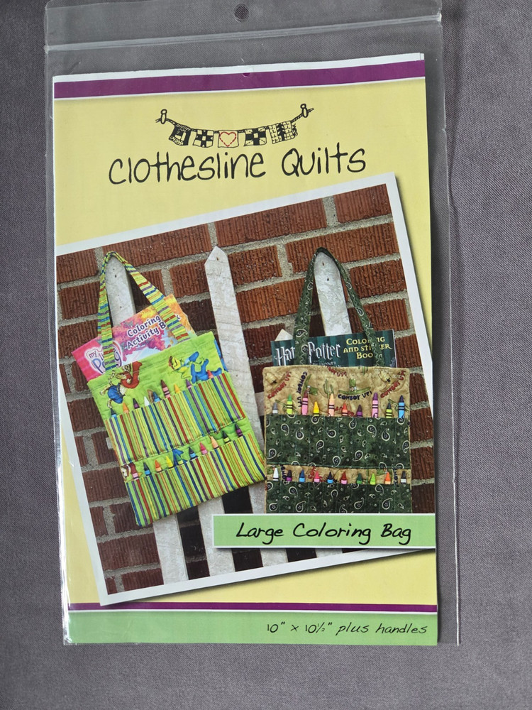 Large Coloring Bag Craft Pattern by Clothesline Quilts
