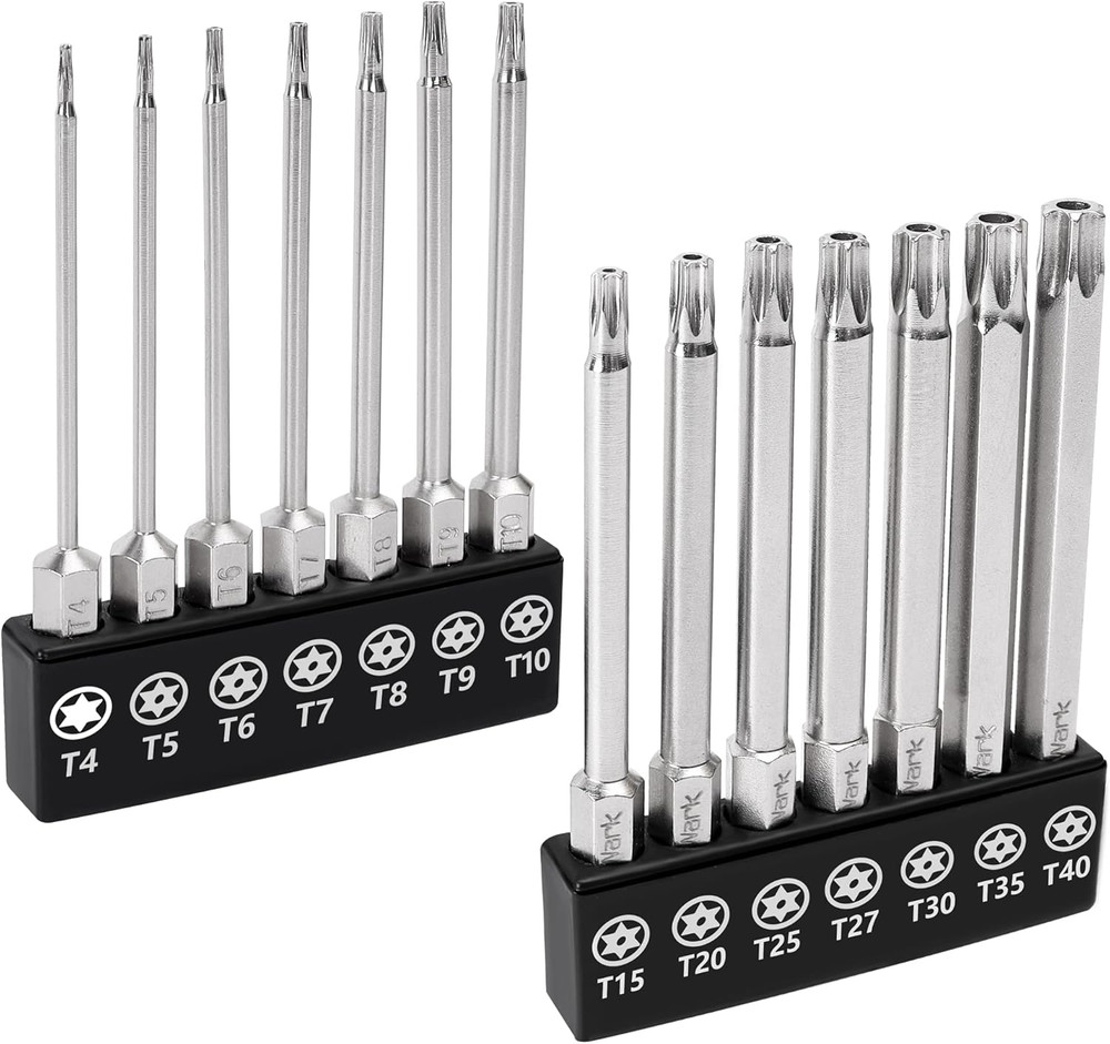14PC Security Torx Bit Set 3" Long Tamper Proof Star Screwdriver Bit Set 1/4" He