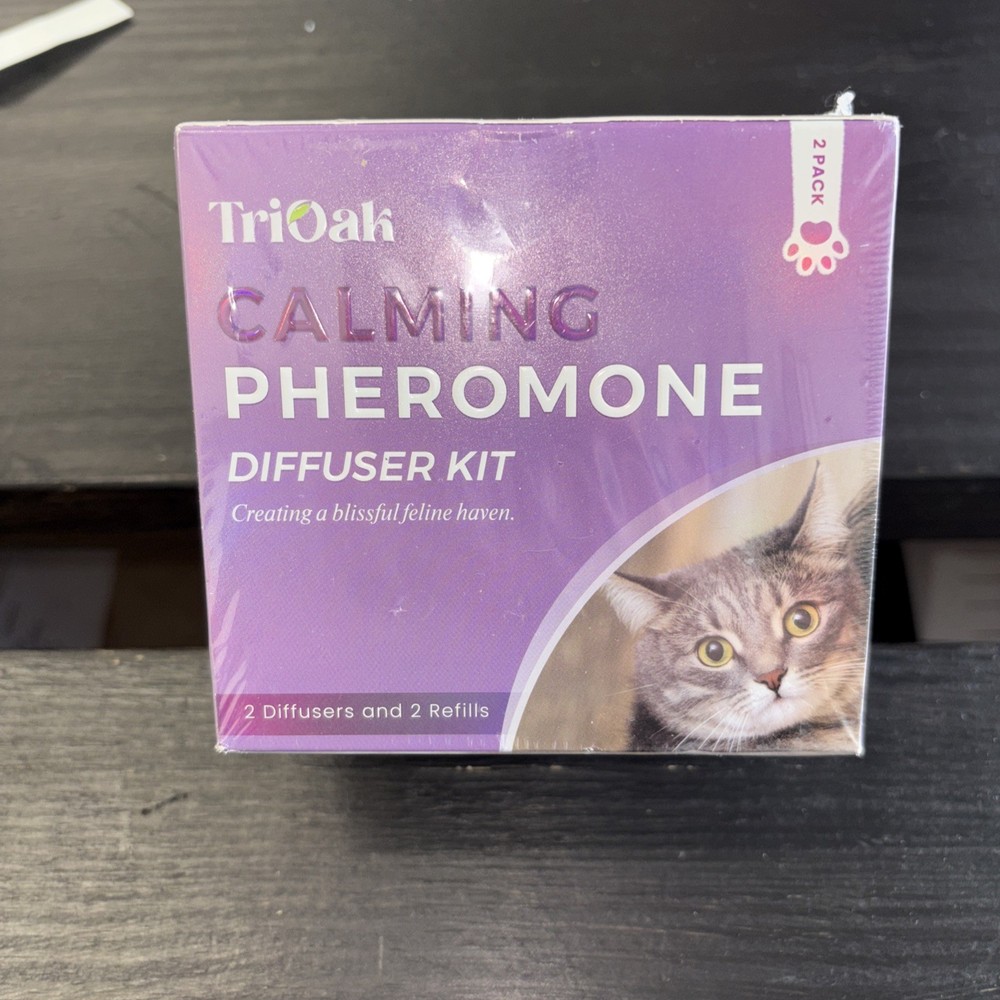 TriOak Cat Calming Diffuser Kit Feline Anxiety Relief Pheromone Kit 2 Diffusers