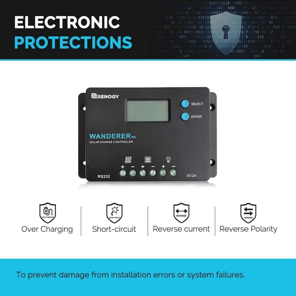 Compact 10A Solar Charge Controller - Full Protection & Multiple Battery Support
