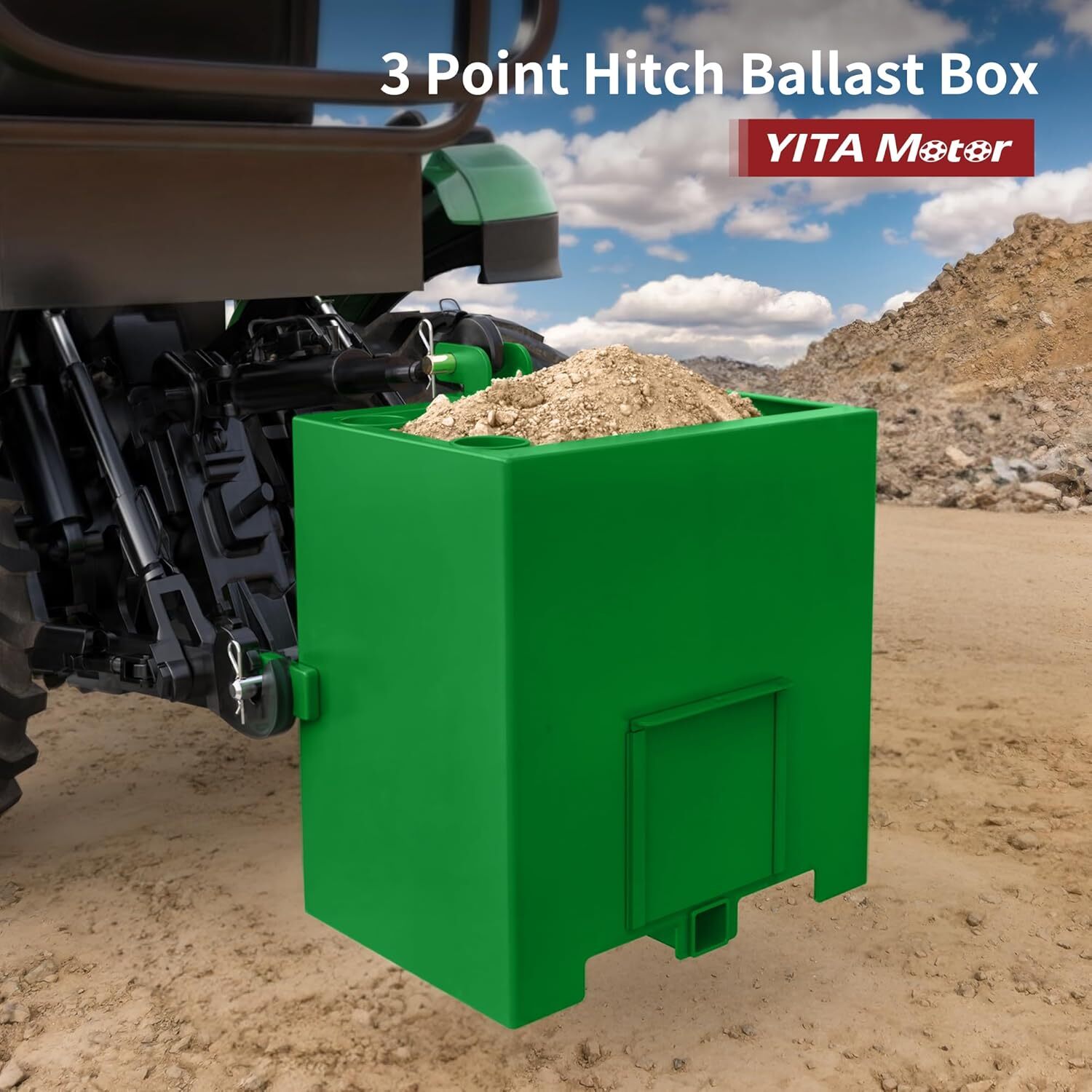 Ballast Box 3 Pt Hitch 800LBS Counterweight for Cat 1 Tractor Steel Heavy Duty