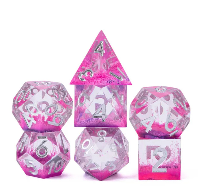 CyberP!nk Sharp Edged 7 Dice Set Poly RPG DnD Dungeons Dragons AD&D